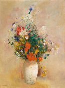 Odilon Redon - Vase of Flowers (Pink Background)