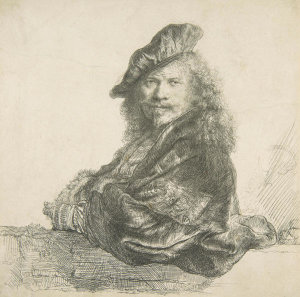 Rembrandt van Rijn - Self-Portrait, Leaning on a Stone Wall