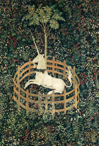 French (cartoon) - South Netherlandish (woven) - The Unicorn Rests in a Garden