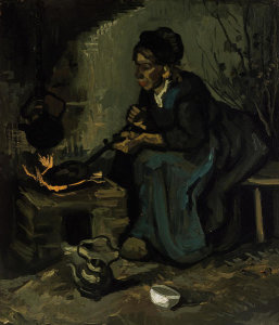 Vincent van Gogh - Peasant Woman Cooking by a Fireplace