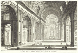 Giovanni Battista Piranesi - Interior view of St. Peter's Basilica in the Vatican, ca. 1748