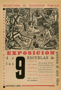 Gabriel Fernández Ledesma - Poster for an exhibition of student art from nine open air schools, 1929