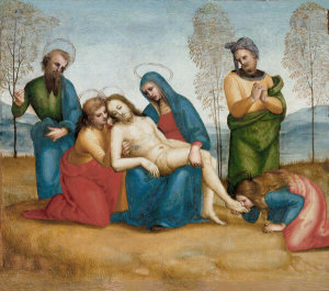 Raphael - Lamentation over the Dead Christ (Panel from the Predella of the Colonna Altarpiece)
