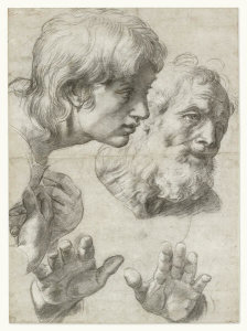 Raphael - Heads and Hands of Two Apostles ("Auxiliary Cartoon" for the Transfiguration)