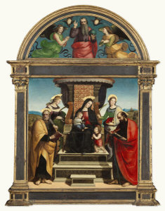 Raphael - Madonna and Child Enthroned with Saints; God the Father and Two Angels