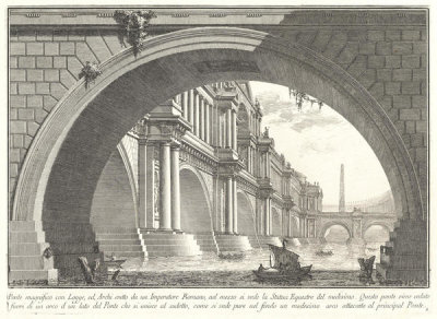 Giovanni Battista Piranesi - Magnificent bridge with loggias, and arches erected by a Roman Emperor . . ., ca. 1750