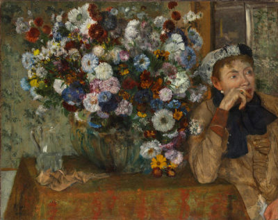 Edgar Degas - A Woman Seated beside a Vase of Flowers (Madame Paul Valpinçon?), 1865