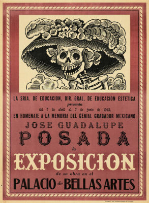 After José Guadalupe Posada - Poster advertising an exhibition of works by José Guadalupe Posada, 1943