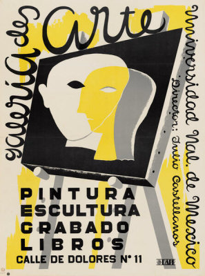 Unidentified Mexican artist - Poster advertising an exhibition of painting, sculpture, prints, and books at the National Autonomous University of Mexico