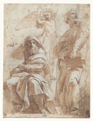 Raphael - The Prophets Hosea and Jonah with an Angel (Studies for the Chigi Chapel, Santa Maria della Pace)