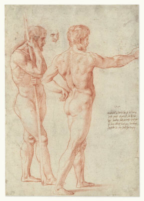 Raphael - Studies of Two Male Nudes for the Naval Battle of Ostia, Stanza dell'Incendio