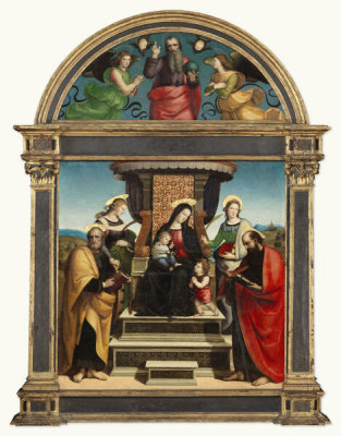 Raphael - Madonna and Child Enthroned with Saints; God the Father and Two Angels