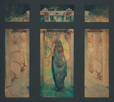 Louis C. Tiffany - Design for “Woman in a Pergola with Wisteria” Window for Pembroke, Residence of Capt. Joseph Raphael De Lamar, Glen Cove, NY