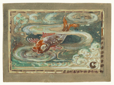 Louis C. Tiffany - Design for a "Carp" Window,