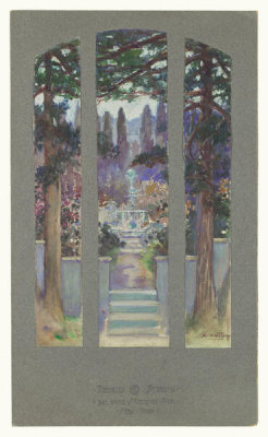 Louis C. Tiffany - Design for "Garden Landscape" Window, Linden Hall, Residence of Sarah Cochran, Dawson, Pennsylvania